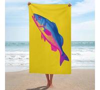 Kitchen Art Un singolo pesce blu neon rosa telo mare in microfibra senza sabbia grande asciugamani doccia multiuso assorbente per bagno piscina 130 x 80 cm