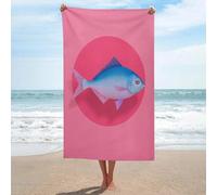 Kitchen Art Un singolo pesce su rosa caldo telo mare in microfibra senza sabbia grande asciugamani doccia multiuso assorbente per bagno piscina 130 x 80 cm
