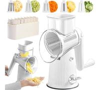 Kitchen Artifact 5 in 1 Food Chopper, Namohouse Grader, Le D Affaires 5 In 1 Cheese Grater, Le d'Affaires Cheese Grater, 5 In 1 Rotary Cheese Grater Vegetable Slicer with 5 Blades (White)