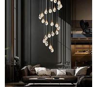 Kitchen Bar Chandelier,Living Room Hall Luxury Chandelier Lighting Gold Household LED Crystal Stair Lamp Decor Pendant Light