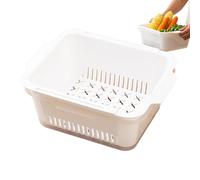 Kitchen Colander Basket, Extendable Drainer, 11,18 x 9,45 x 4,53 Inches Double Layer Baskest, Adjustable Size, Foldable Design, Large Sizes, White, Vegetable Washing Kitchens Supplies