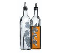KitchenCraft World of Flavours Bottiglie per olio e aceto in vetro decorato, 500 ml