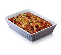 KitchenCraft World of Flavours Piatto per lasagne, cannelloni e pasta al forno, Gres, 30 x 21 cm, Bianco