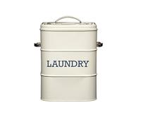 KitchenCraft Living Nostalgia 3 kg Metal Laundry Powder Tin, Kitchen/Utility Detergent Storage Box Accessory, 19 x 16 x 27 cm - Crema antico