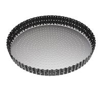 MasterClass Teglia Antiaderente per Quiche Traforata con Bordo Zigrinato, Fondo Removibile, PFOA-Free, Acciaio al Carbonio 1mm, 28cm, Nero