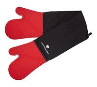 MASTERCLASS Kitchen Craft Guanti da Forno Doppi Resistenti, Silicone/Cotone, Nero/Rosso