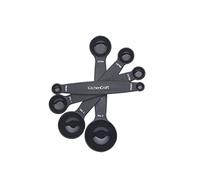 KitchenCraft Set di cucchiai magnetici in acciaio inox impilabili a doppia faccia per misurare ingredienti secchi e liquidi, Set di 4, nero