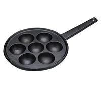 KitchenCraft Padella Aebleskiver con 7 fori e ricetta Æbleskiver, ghisa, 20,5 cm