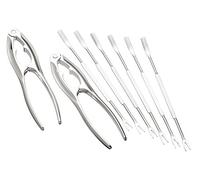 KitchenCraft Set di utensili per il pesce con pinze per granchi e forchette per aragoste, acciaio inox, 8 pezzi