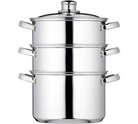 KitchenCraft Pentola per cottura a vapore a 3 livelli in confezione regalo, sicura per induzione, in acciaio inox, 20 cm, argento