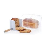KitchenCraft Stay Fresh Porta Pane Espandibile con Supporto per Tagliare Fette di Uguali Dimensioni in Plastica, fino a 37 cm