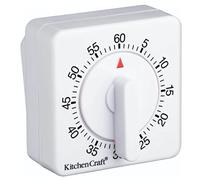 KitchenCraft Timer da cucina a carica, 60 minuti, bianco