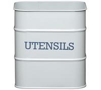 KitchenCraft Living Nostalgia Supporto per utensili da cucina in metallo, contenitore da cucina per cucchiai di legno, posate e utensili da cucina/cottura, 15 x 16 cm - Grigio francese