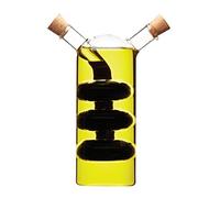 KitchenCraft World of Flavours Dispenser per olio e aceto in vetro, bottiglia per olio e aceto 2 in 1, ampolla con tappo in sughero, design a cascata, 100 + 300 ml