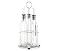 KitchenCraft World of Flavours, Set di bottiglie per olio e aceto con cestello in acciaio inox e tappo rimovibile, dispenser per olio, bottiglia per olio d'oliva e bottiglia per aceto in vetro, set da 4 pezzi
