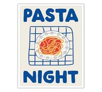 Kitchen Dining Room Decor Retro Pasta Night Italian Food Pasta Poster Pop Art Canvas Pink Yellow Food Lover Wall Art(Unframed,16x24inch(40x60cm))