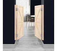 Kitchen Double Saloon Swinging Doors Top Interior Partition Cafe Doors Premium Pine Wood with Hinges & Hardware Kit for Hallway Kitchen Bar Pub Entrance (Wood Color)