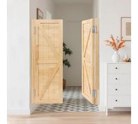 Kitchen Double Saloon Swinging Doors Top Interior Partition Cafe Doors Premium Pine Wood with Hinges & Hardware Kit for Hallway Kitchen Bar Pub Entrance (Varnish Color)