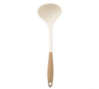 Kitchen Essentials - Spatola e cucchiaio da zuppa in silicone resistente al calore, per tutti gli chef (C bianco e marrone)