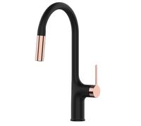 Kitchen Faucet Brass Deck Mounted Hot And Cold Water Single Handle Pull out Mixer Two Function Pull out Taps,V62,Black Rose Gold