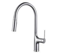 Kitchen Faucet Brass Deck Mounted Hot And Cold Water Single Handle Pull out Mixer Two Function Pull out Taps,V62,Polished Chrome