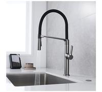 Kitchen Faucet Pull Down Modern Single Hole Single Handle High Arc Stainless Steel Brushed Nickel Kitchen Sink Faucets with Pull out Sprayer (Color : Gray, Size : 51.5cm)