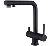 Kitchen Faucet Pull Down, Single Handle Brushed Nickel Bar Sink Faucets with Sprayer, with Water Lines, Commercial Modern Kitchen Faucets (Color : Black, Size : 31.5cm)