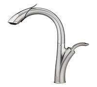 Kitchen Faucet Pull out Brass Kitchen Sink Tap with Dual Function Sprayer, 360° Swivel High Arc Kitchen Faucet Single Handle Cold And Hot Water Mixer Tap,Black (Color : Brushed Nic