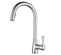 Kitchen Faucet with Pull Down Sprayer,Brass Single Handle Kitchen Sink Faucet,2-Function Pull Out Kitchen Sink Taps with Hot and Cold Water,Orb (Chrome)
