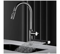 Kitchen Faucet with Pull Down Sprayer, Waterfall Kitchen Sink Faucets, Stainless Steel High Arc Brushed Nickel Faucet, Silicone Waterfall Outlet