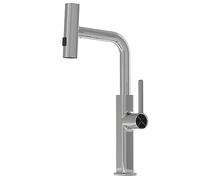 Kitchen Faucet with Pull Down Sprayer, Waterfall Kitchen Sink Faucets, Stainless Steel High Arc Brushed Nickel Faucet, Silicone Waterfall Outlet (Color : Silver, Size : 45cm)