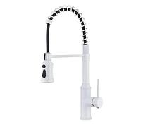 Kitchen Faucet with Pull out Spray, Kitchen Sink Mixer Faucets Stainless Steel Hot And Cold Water Multifunction Pull out Kitchen Mixer Faucet-White