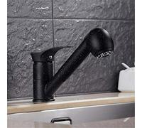 Kitchen Faucets 360 Degree Swivel Pull out Kitchen Sink Faucet Water Saving Polished Black Basin Crane Mixer Brass Tap Single Handle Deck Mounted,Black with DOT