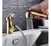 Kitchen Faucets 360 Degree Swivel Pull out Kitchen Sink Faucet Water Saving Polished Black Basin Crane Mixer Brass Tap Single Handle Deck Mounted,Golden