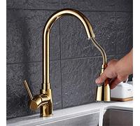 Kitchen Faucets Brass Chrome Pull out Kitchen Mixer Tap 2 Way Function Water Mixer Deck Mounted Single Handle Sink Crane with Aerator,Golden
