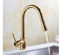 Kitchen Faucets Chrome Pull out Kitchen Tap with Aerator Single Hole Handle Swivel 360 Degree Water Mixer Tap Gold Single Handle Deck Mounted,Golden