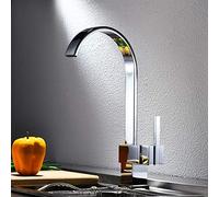 Kitchen Faucets Silver Single Handle Kitchen Tap Single Hole Handle Swivel 360 Degree Water Mixer Tap Chrome Finish Kitchen Tap