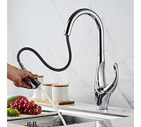 Kitchen Faucets with Pull out Spray Brass Hot And Cold Water Kitchen Faucet 360° Swivel Single Hole Sink Faucet-Black