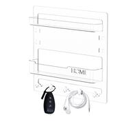 Kitchen Floating Shelves - Wall Stick On Rack For Living Room | Dorm Room Wall Storage Shelf | Polystyrene Material 24x23x5.4cm 150g - With Hooks And Cable Clips For Phone Remote Earphone - No Drill E
