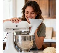 Kitchen Funnel - Enhances Baking Efficiency, Stand Mixer Attachment + Sifter Function, 16.5cm Premium White PP Tool, For Batter Flour & Liquid Pouring, High Grade Handheld Filling Dispenser, 1pc