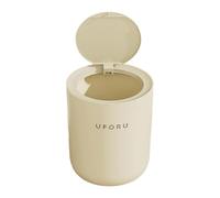 Kitchen Garbage Can, Small Cream Trash Can, Vanity Wastebasket, Round Design, Sturdy Material, (8,66 x 8,66 x 10,04 Inches), Ideal For Use In Bedrooms, Living Rooms, And Kitchens