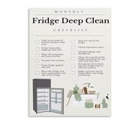 Kitchen Guide How to Clean Your Refrigerator Freezer Maintenance Tips Wall Art Poster for Home Decor(Framed,08x12inch(20x30cm))