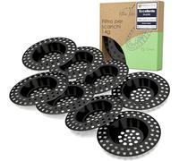 Kitchen Helpis® 8x filtro di scarico nero adatto a TUTTI GLI SCARICHI, extra pesante -14g-, non galleggiante, in acciaio inox SS304, scarica rapidamente, raccogli capelli, raccogli cibo lavello