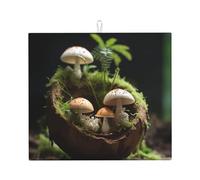 Kitchen HHGFASD - Tappetino scolapiatti a forma di piccoli funghi in noce di cocco, ultra assorbente, reversibile ed elegante