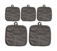 Kitchen Hot Pads 5 Pack | Silicone & Cotton, 6.9in X 6.9in, 33g | Thickened Heat Resistant Mitts with Anti-Slip Silicone & Pocket | Oven Baking BBQ Gloves