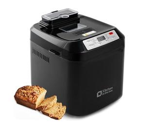 Kitchen in the box - Macchina per il pane, 12 programmi in 1, impostazione senza glutine, distributore automatico di frutta e noci e padella antiaderente rimovibile, 2 formati di pagnotta (0,9 kg