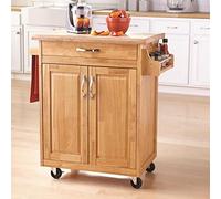 Kitchen Island Carrello con blocco superiore per macellaio, cassettiera, mensole, portaspezie, barra porta asciugamani, 81,3 x 48,3 x 88,9 cm
