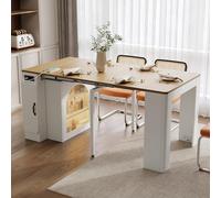 Kitchen Island - Isola da cucina con vano portaoggetti, colore bianco, 39,6 | Tavolo da bar multifunzione con ruote, luce LED e presa per cucina, sala da pranzo, utilizzabile come credenza o credenza