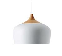 Kitchen Island Lighting Metal Hanging Fixture with Wooden Shade Restaurant Industrial Chandelier Light Fitting Dining Room Decoration Close to Lamps(White,35CM)