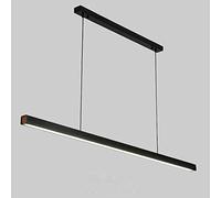 Kitchen Island Linear Pendant Light, Black Aluminum Long Hanging Lighting with Acrylic Shade, 47.2inch Strip Suspension Lamp, LED Chandeliers for Above Sink (48W)